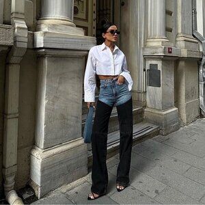 Piral Bicolor Chap Straight Leg Jeans S